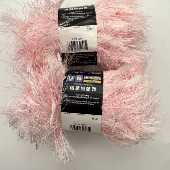 Lion Brand Fun Fur Eyelash Novelty Yarn 2 Skeins Soft Pink Color 101 Lot #2602 - Picture 3 of 4